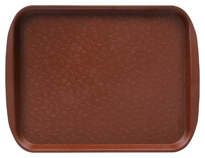 Поднос столовый Клен 04025 415х305 мм (полистирол) с ручками коричневый