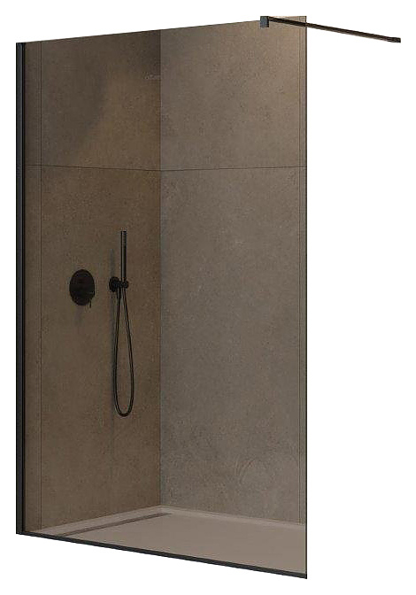 Перегородка душевая CEZARES LIBERTA-L-1-110-120-BR-NERO 110х195 см, стекло бронза, профиль черный, кронштейн 120 см