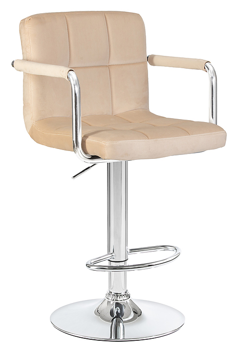 Стул барный DOBRIN 5011-LM-N KRUGER ARM (бежевый велюр, хром) 2 шт.