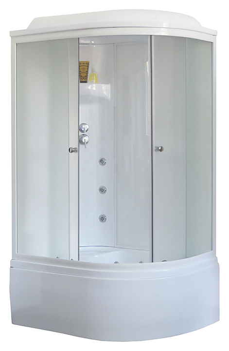 Душевая кабина с гидромассажем Royal Bath RB8120BK3-WC-L 120х80х217 см, матовое, белые стенки, белый профиль, левая