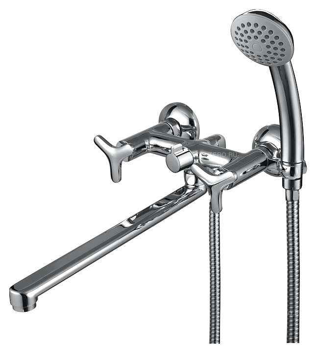 Смеситель для ванны и душа LEMARK plus Spirit LM1951C универсальный, с плоским изливом, хром