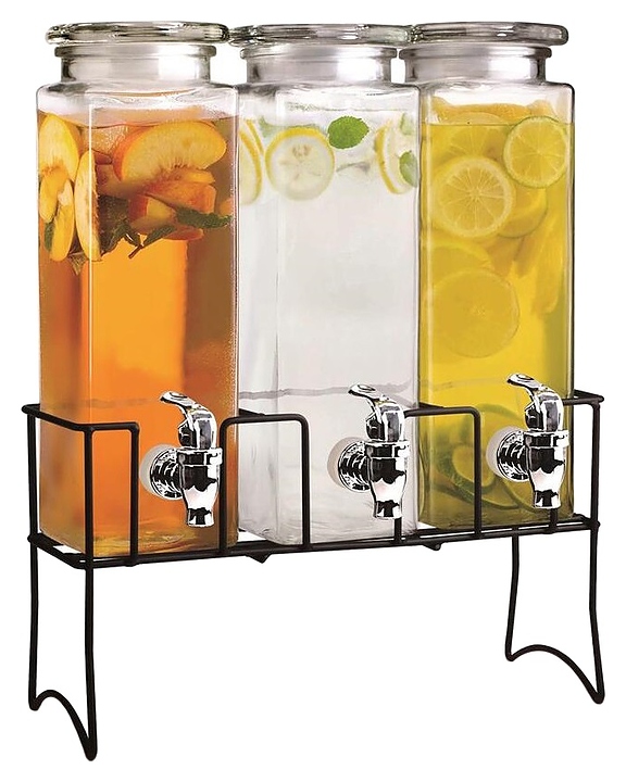Диспенсер для холодных напитков P.L. Proff Cuisine 81222709 3х4 л (стекло) на подставке (металл)