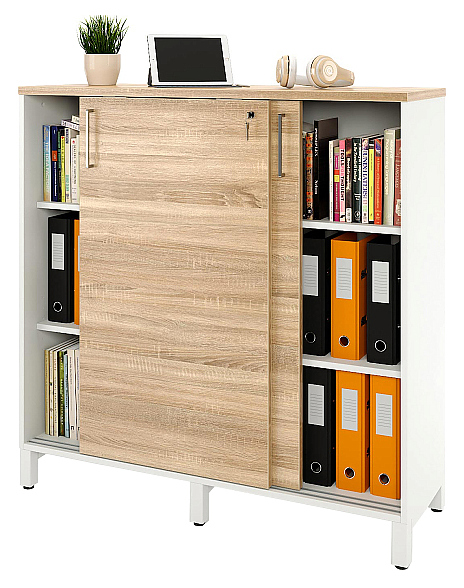 Локер ZAMM 3 полки МК 414 120х41,4х121 см фасад дуб Бардолино, корпус белый