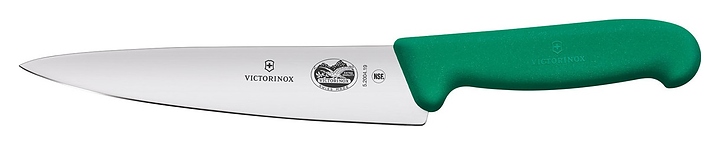 Шеф-нож поварской Victorinox 5.2004.19 Fibrox l=19 см (нерж. сталь / фиброкс) с зеленой ручкой