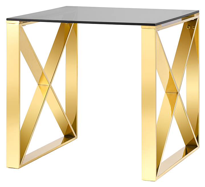 Стол журнальный Stool Group 55*55 Кросс золото стекло smoke