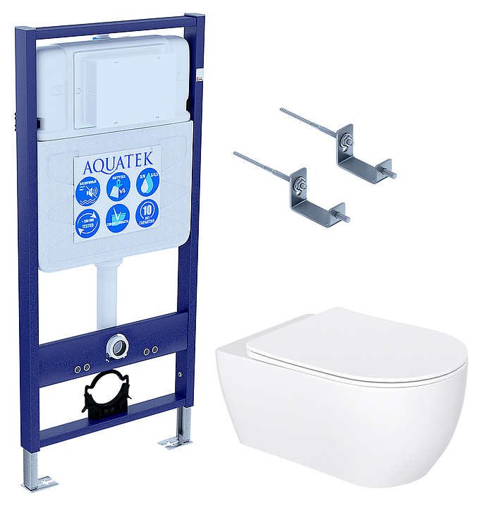 Унитаз подвесной с инсталляцией и сиденьем Aquatek SET ЕВРОПА New-KKI2