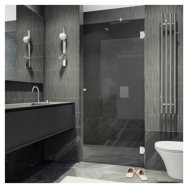 Дверь душевая MaybahGlass MGD-523-4 80,5х195 см, распашная, на петлях, графит, хром глянцевый