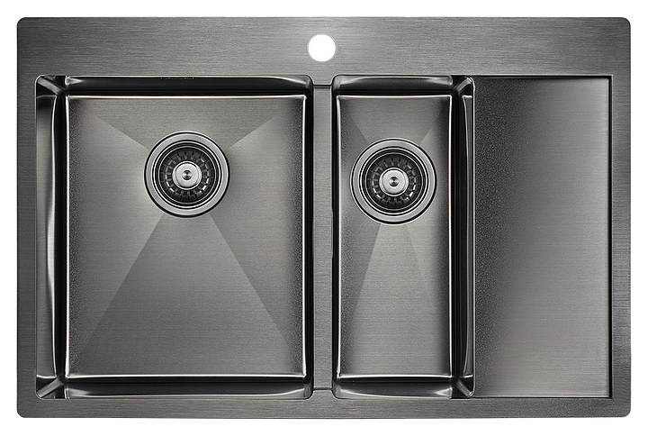 Мойка кухонная Paulmark Liga PM227851-GML вороненая сталь, левая