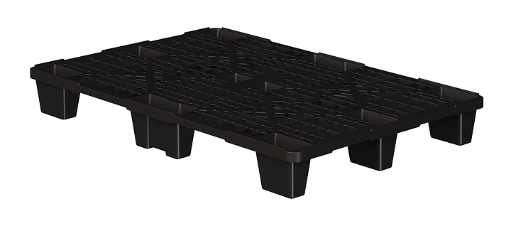 Паллет iPlast 1200x800x140 мм перфорированный на ножках, с бортиком, ЭКО, черный
