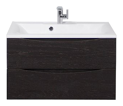 Тумба с раковиной BelBagno MARINO-800-2C-SO-RCA-P + BB800/450-LV-MR-PR перелив слева, дуб темный шоколад