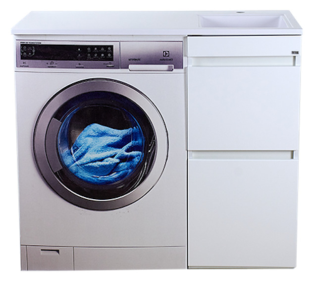 Тумба под раковину Misty Фостер-40 39х85,6 см, под стиральную машину, с 2 ящиками, белая