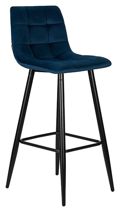 Стул барный DOBRIN 8078-LML NICOLE (темно-синий велюр, черные матовые ножки)