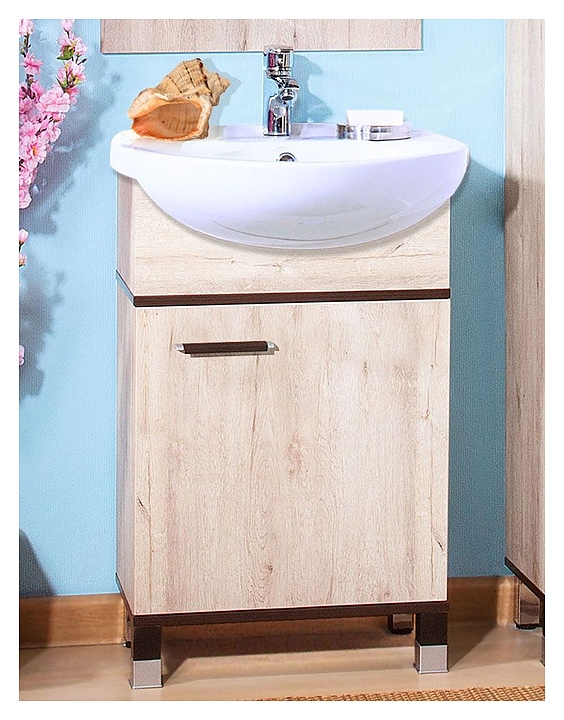 Тумба под раковину БРИКЛАЕР Карибы 50 см напольная, дуб кантри/венге