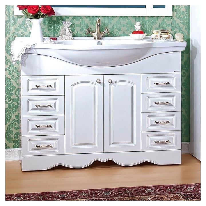 Тумба под раковину БРИКЛАЕР Анна 120 см напольная, белый глянец