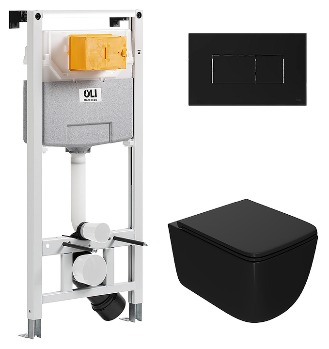 Унитаз подвесной с инсталляцией и панелью смыва OLI 120 ECO Sanitarblock pneumatic 879235pKA03+PN41831BM