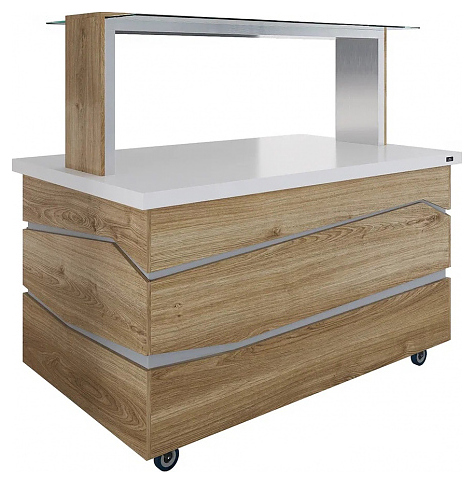 Салат-бар нейтральный Luxstahl СБН-1500 Premium Zigzag (столешница из искусственного камня)