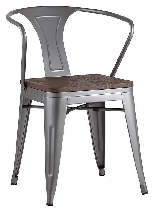 Стул Stool Group TOLIX ARM WOOD с подлокотниками серебристый