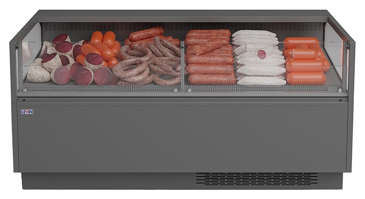 Витрина холодильная Levin DELLA SELF ЗУ 2400х1320х900 мм (выносной агрегат) угловая внутренняя без боковин