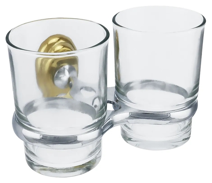 Подстаканник Puff Solinne 3168CG Хром+ двойной  (металл / стекло) хром / золото / прозрачный