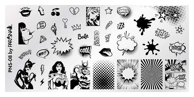 Пластина для стемпинга ParisNail PNS-08 (120х60 мм)