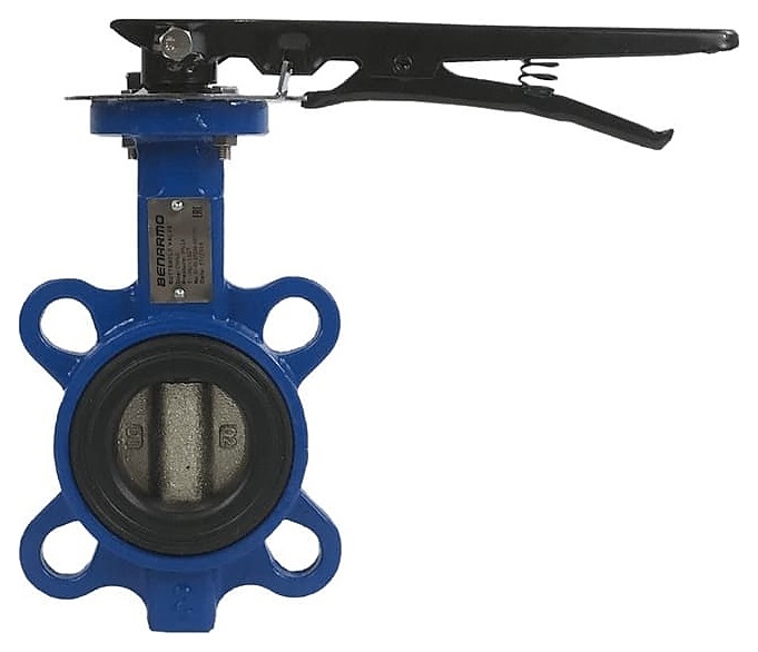 Затвор дисковый поворотный Benarmo 107-4956 (EURO), PN 1,6 МПа, ДУ 40, межфланцевый чугунный, с рукояткой