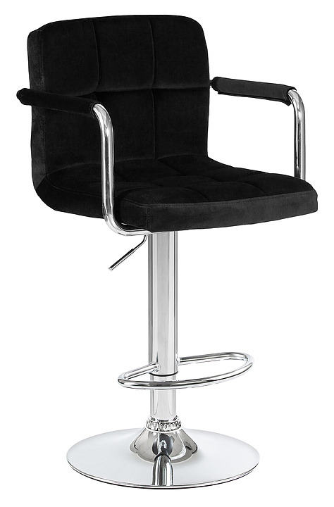 Стул барный DOBRIN 5011-LM-N KRUGER ARM (черный велюр, хром) 2 шт.