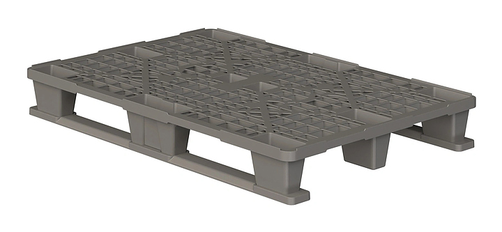 Паллет iPlast 1200x800x150 мм перфорированный на 2 полозьях, с бортиком, серый