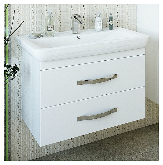 Тумба с раковиной Sanflor Одри 80 см подвесная, белая