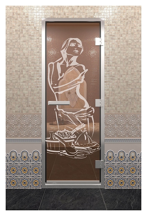 Дверь для хаммама Doorwood Хамам Искушение 1900х700 мм правосторонняя (стекло / алюминий) бронза