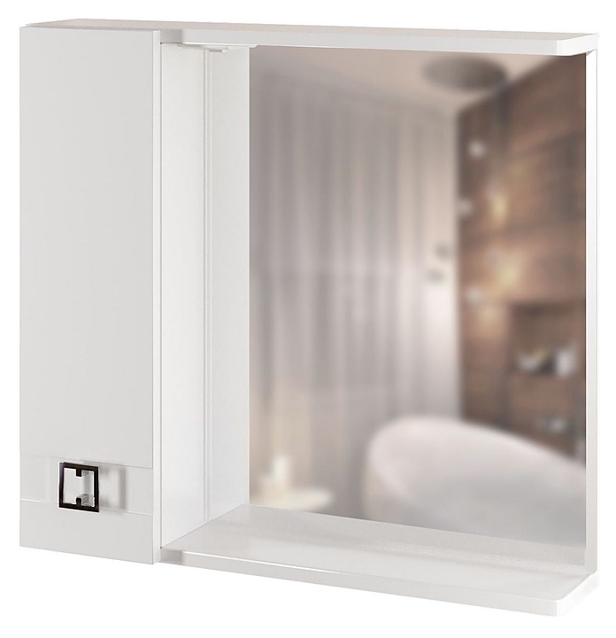 Шкаф зеркальный Mixline Квадро-75 75х70 см с подсветкой, левый