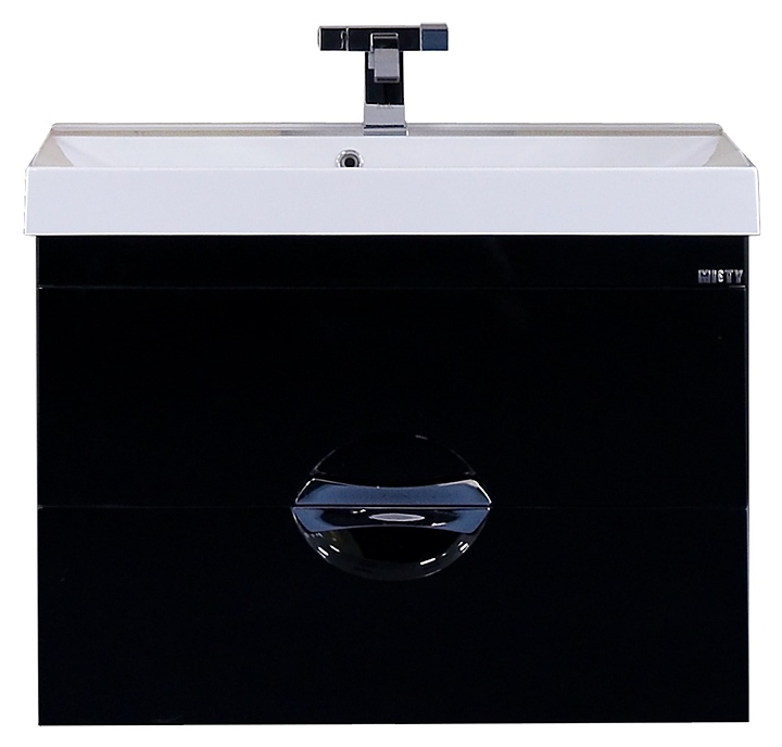 Тумба под раковину Misty Жасмин-50 45х50 см, с 2 ящиками, подвесная, черная