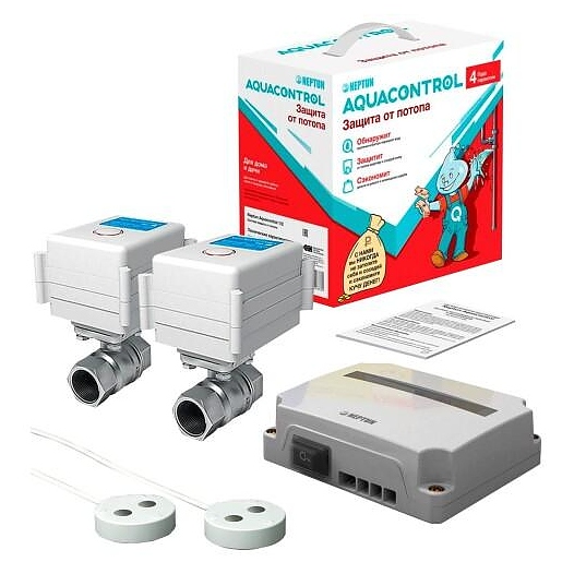 Система защиты от протечек воды Neptun латунь никелированное Aquacontrol G3/4