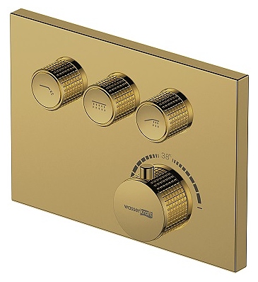 Смеситель для ванны и душа термостатический Wasserkraft Sauer 7100 7158 Thermo золото глянцевое