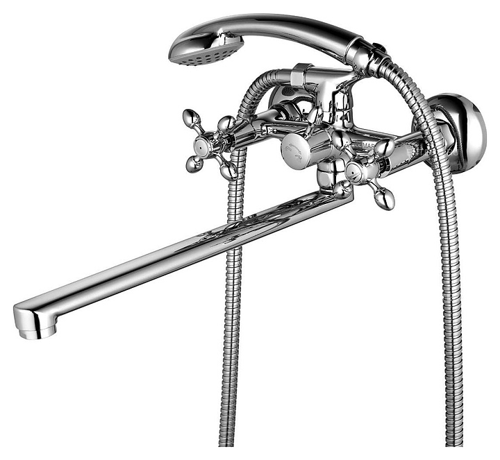 Смеситель для ванны и душа LEMARK Vista LM7651C универсальный, с плоским поворотным изливом, хром