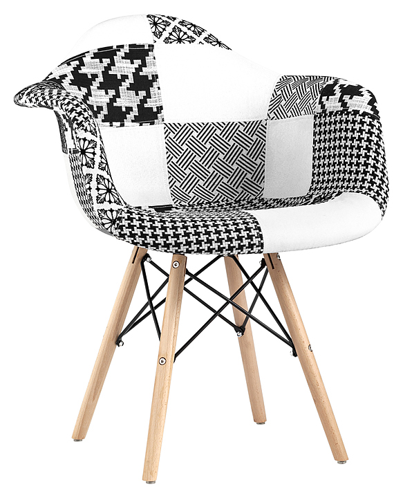 Кресло Stool Group DSW пэчворк черно-белое