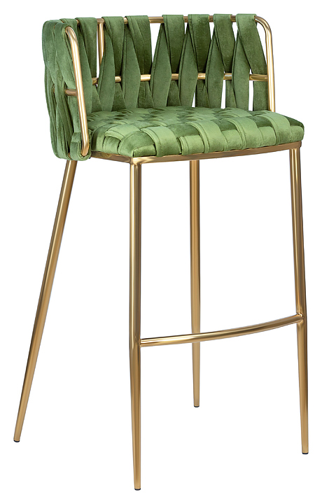 Стул барный DOBRIN 1538_Gold-LMN EMMA GOLD (зеленый велюр, хромированная сталь)