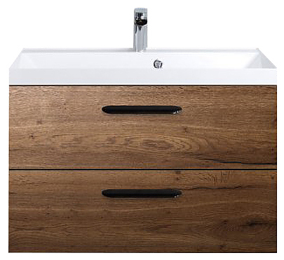 Тумба с раковиной BelBagno AURORA-800-2C-SO-RT + BB800/450-LV-MR-AST + 8.1107.224192.0270 дуб табак, ручки белые глянцевые