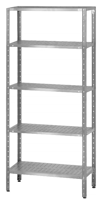 Стеллаж полочный Mecon Norma Inox СПЛн 1200х500х1800 мм, перфорированные полки, 5 шт.