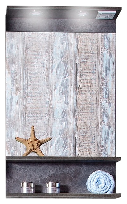 Зеркало БРИКЛАЕР Чили 55 55х90 см с подсветкой и полкой, цемент