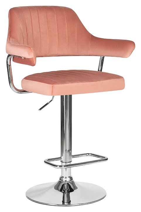 Стул барный DOBRIN 5019-LM CHARLY (пудрово-розовый велюр, хромированная сталь)