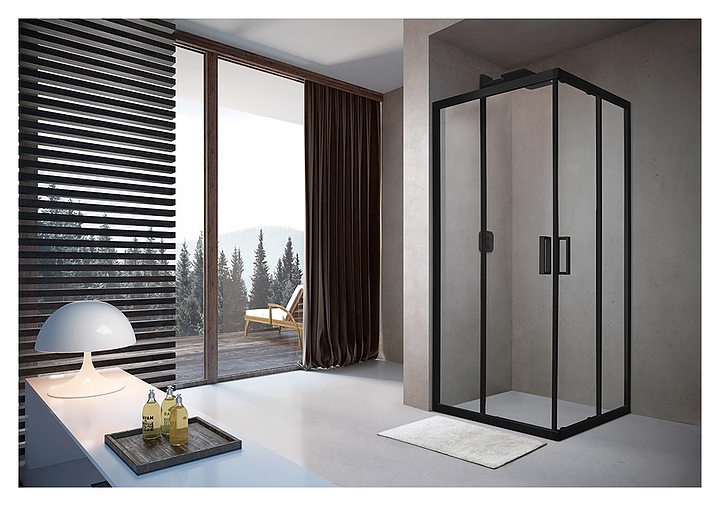 Уголок душевой Terminus Соренто 5ES90х90B 90х90х200 см, прозрачное стекло, профиль черный