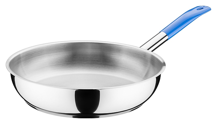 Сковорода MGSteel 79188 3 л d=28 см h=6 см (нерж. сталь) с синей ручкой (винил)