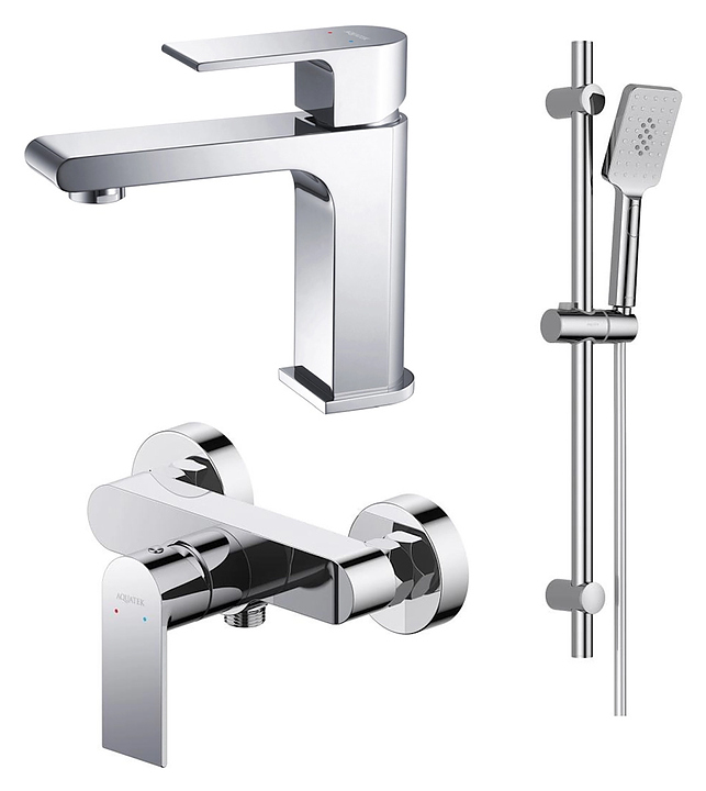 Комплект смесителей с душевым гарнитуром Aquatek Лира AQ1431CR 3 в 1 хром