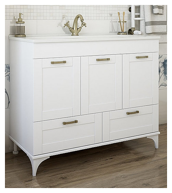 Тумба с раковиной Sanflor Ванесса 105 см напольная, белая