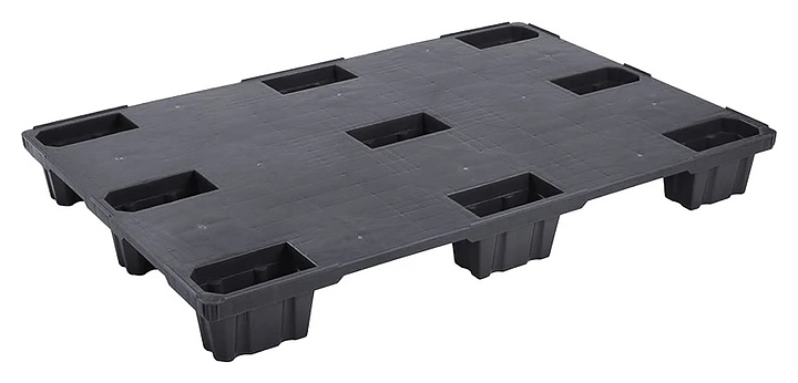 Паллет ТАРА.РУ IR 1208S-9L 1200x800х135 мм (сплошной на 9 ножках) черный