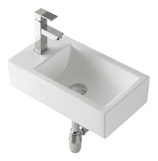 Раковина подвесная Mira MR-4121R 41х21 см, с отв. под смеситель, правая, керамика