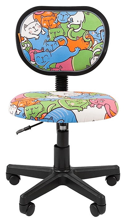 Кресло детское Chairman KIDS 106 BLACK, черный каркас, рисунок «Котики»