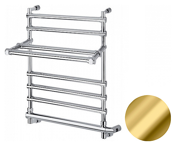 Полотенцесушитель водяной Margaroli Sole 370-552 BOX GOLD с полкой, золото