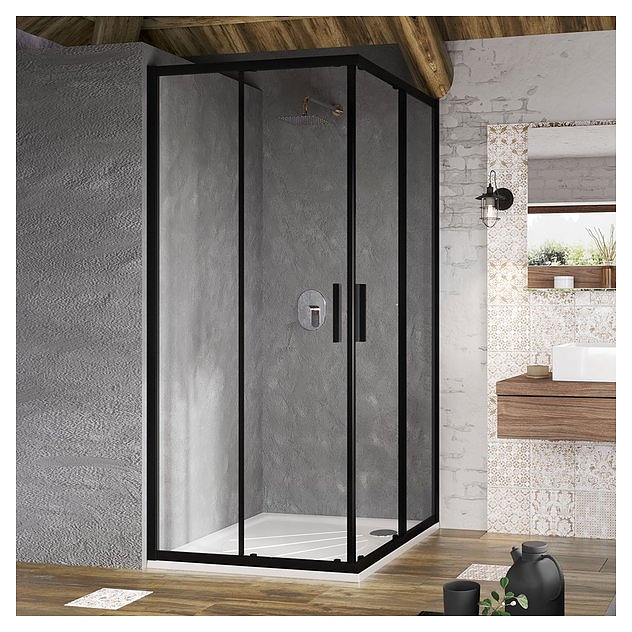 Уголок душевой Ravak Blix Slim BLSRV2-90 X1LM70300Z1 Transparent, профиль чёрный