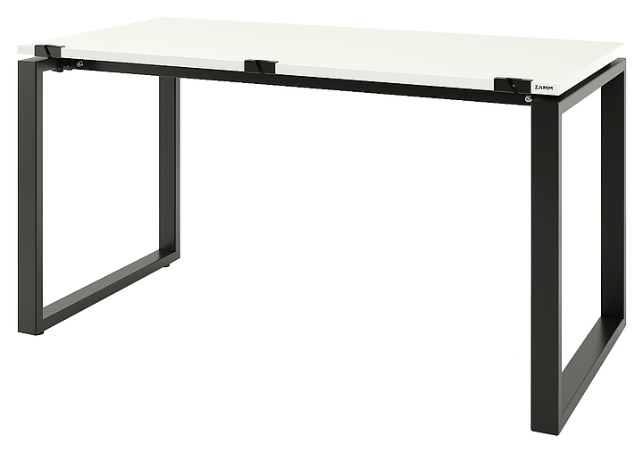 Стол офисный прямой ZAMM Зета 60х30 ТР 1000х700 с пропусками, белый премиум/черный муар